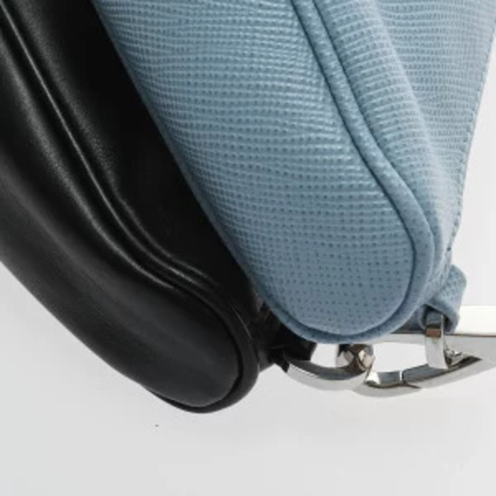 Prada Triangle Shoulder Bag Blue Black Saffiano Leather - Picture 7 of 9
